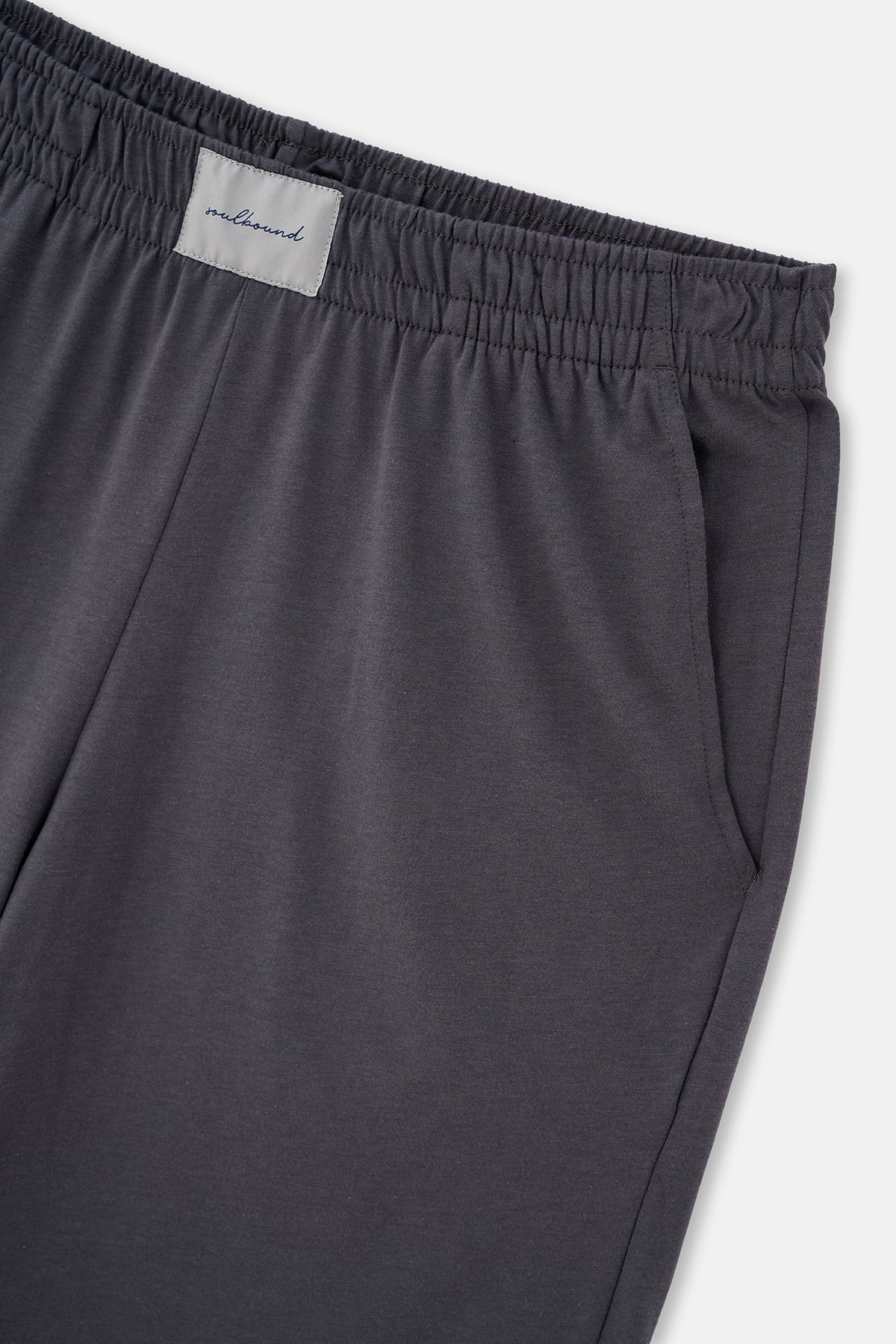 Gri-Siyah Dokuma Etiket Detaylı İkili Pamuk Modal Şort