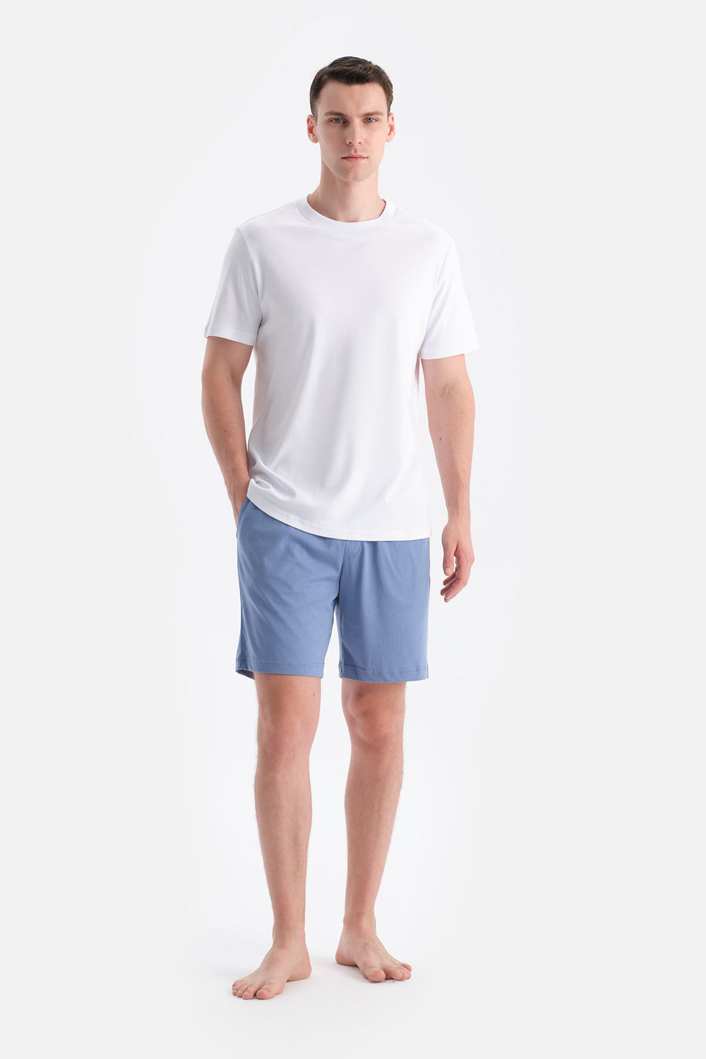 Lacivert-Mavi Pamuk Modal İkili Örme Şort