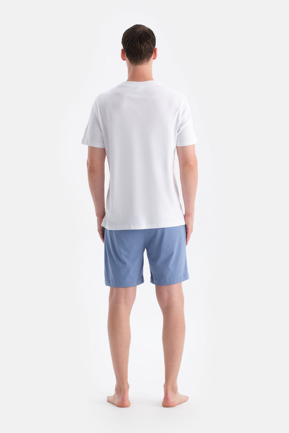 Lacivert-Mavi Pamuk Modal İkili Örme Şort