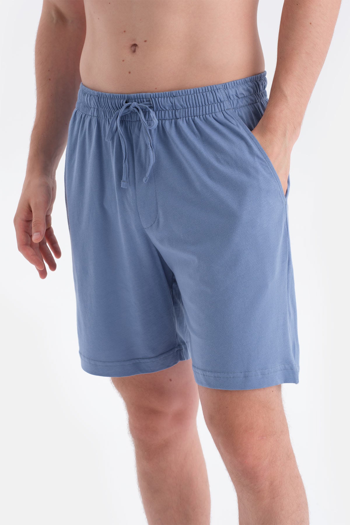 Lacivert-Mavi Pamuk Modal İkili Örme Şort