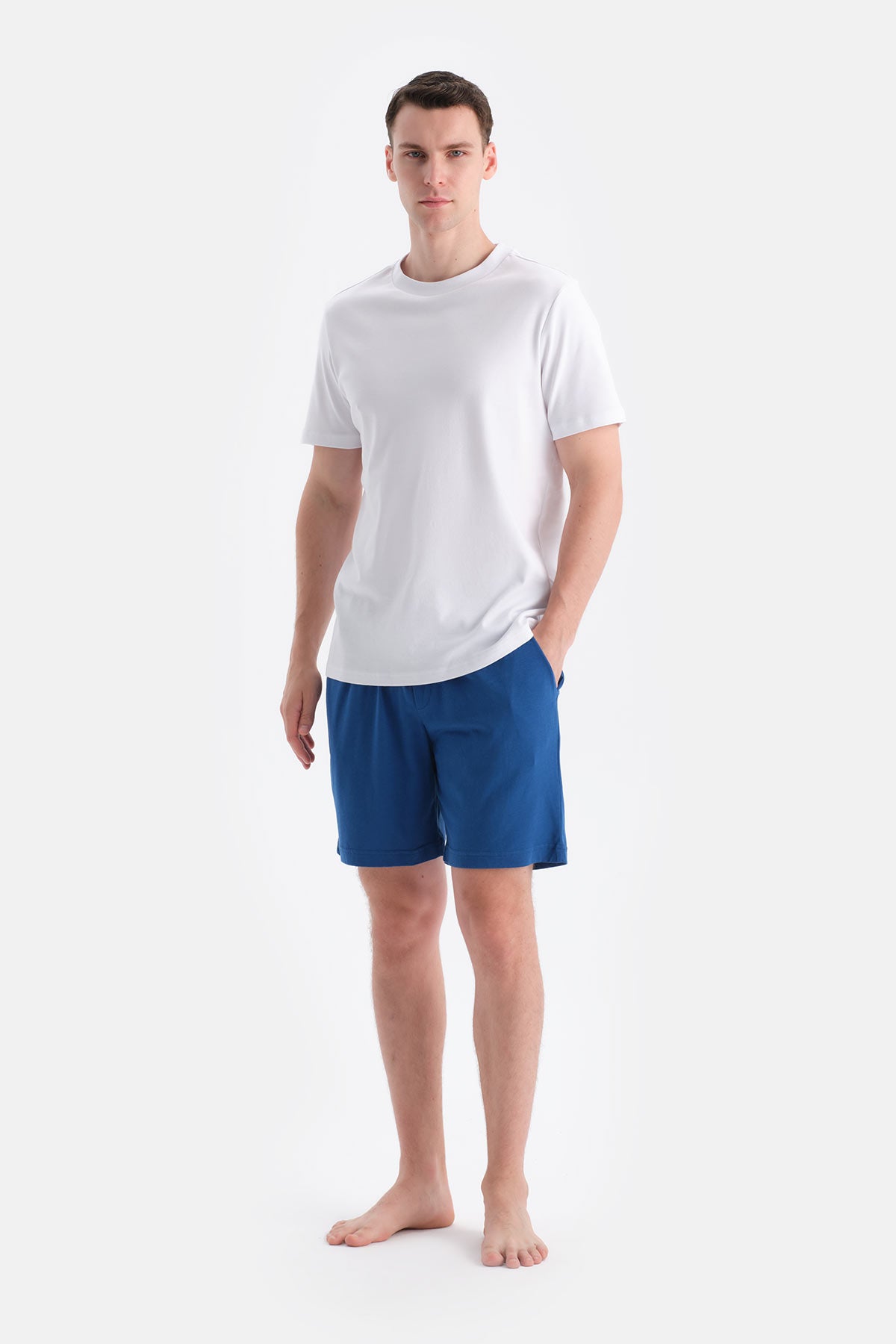 Lacivert-Mavi Pamuk Modal İkili Örme Şort