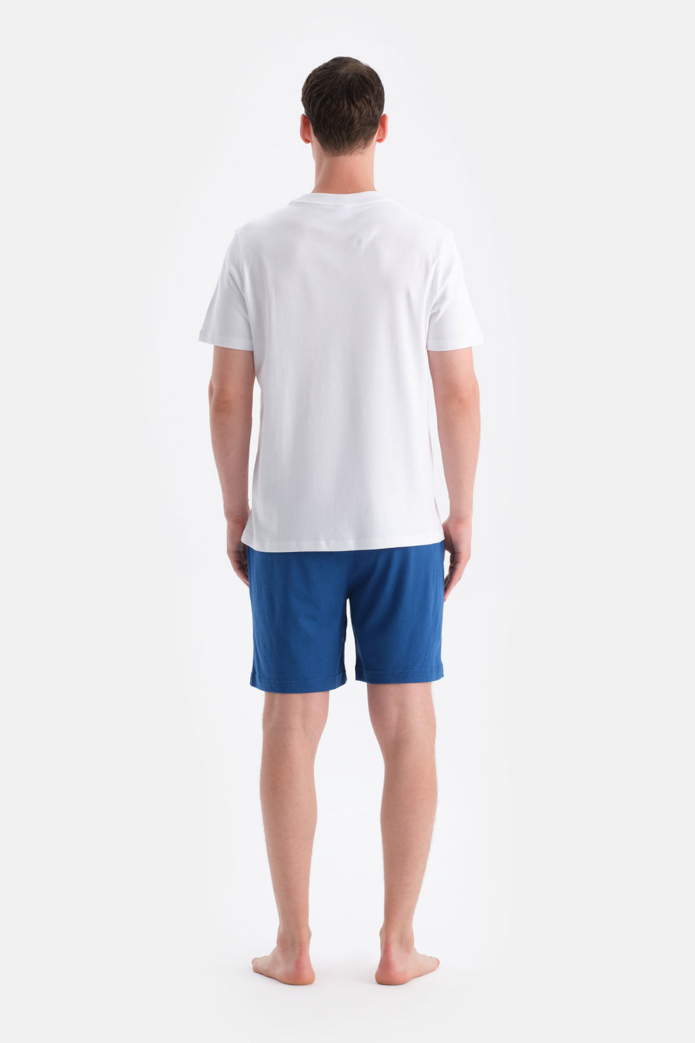 Lacivert-Mavi Pamuk Modal İkili Örme Şort