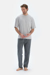 Grey CROW NECK OVERSIZE TOP COTTON MODAL PAJAMA SET