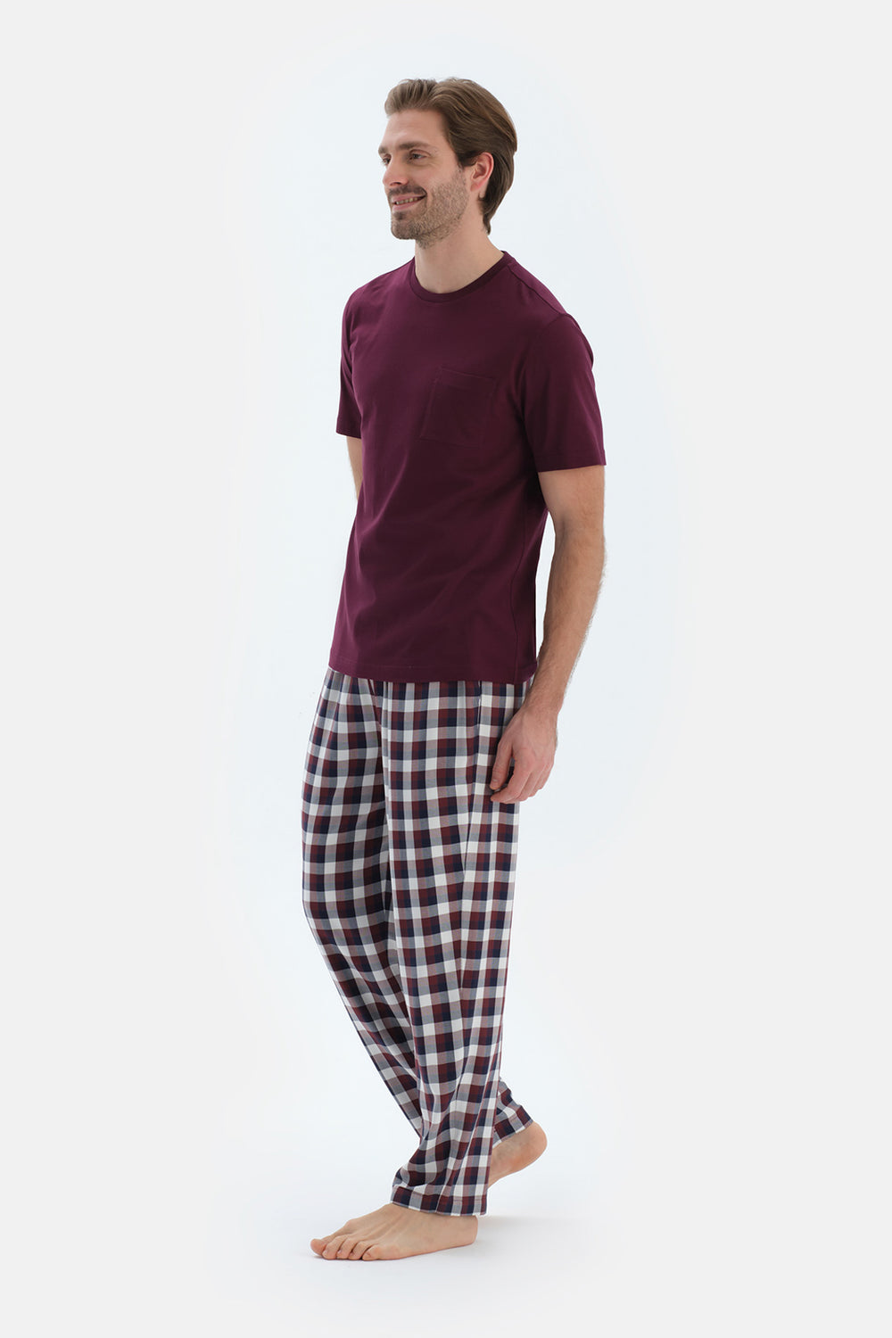 Bordeaux COTTON MODAL KNITTED TWO PANTS WITH POCKETS AND LACES