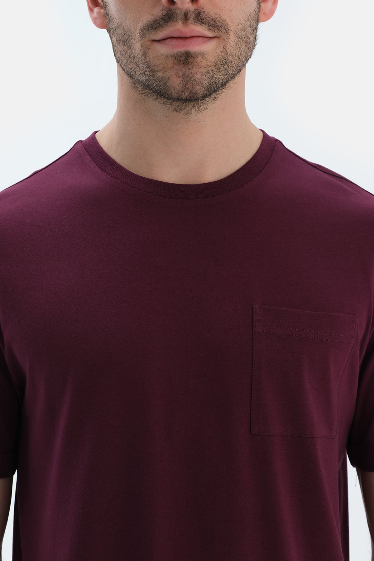 Bordo Kısa Kollu Tişört Ekoseli Pantolon Pijama Takımı
