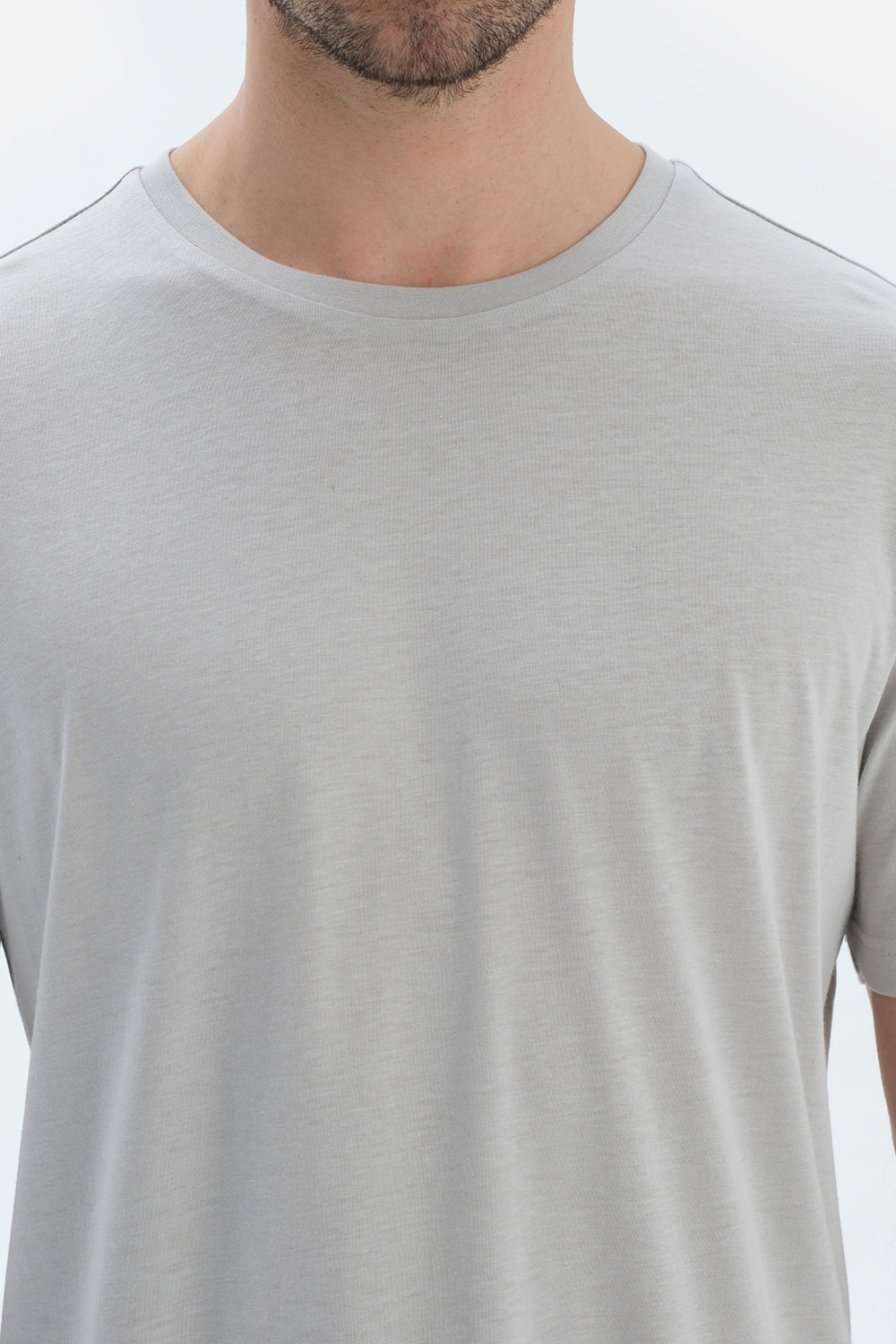 Açık Gri Kısa Kollu Tişört Çizgili Pantolon Pijama Takımı