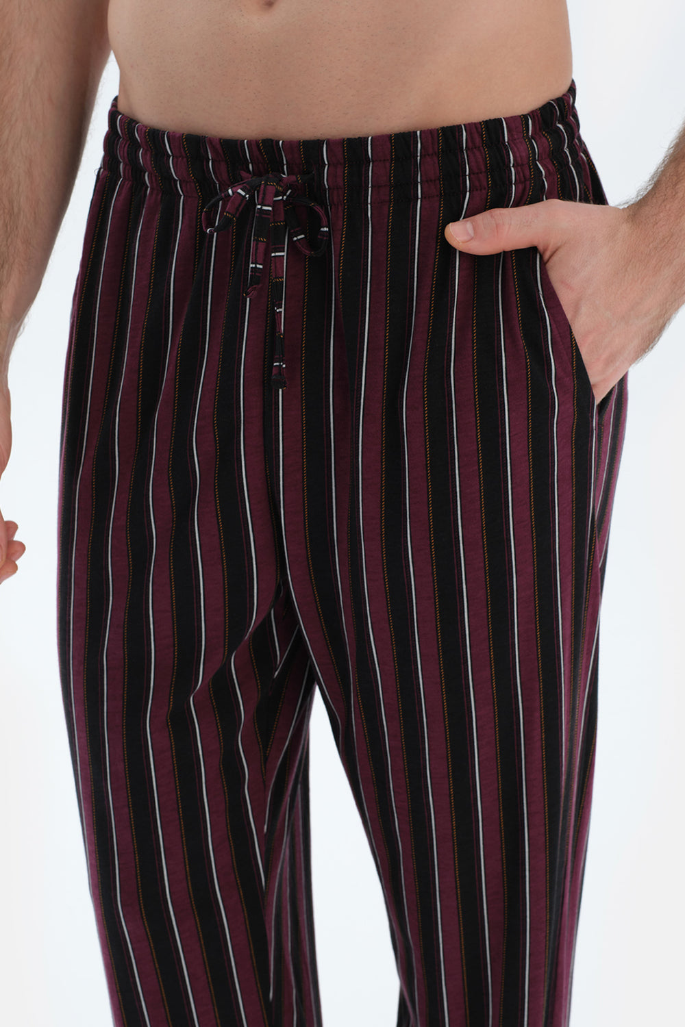 Açık Gri Kısa Kollu Tişört Çizgili Pantolon Pijama Takımı