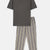 Antrasıt Kısa Kollu Yarım Patlı Tişört Pantolon Pijama Takımı