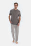 Gri Kısa Kollu Yarım Patlı Tişört Pantolon Pijama Takımı