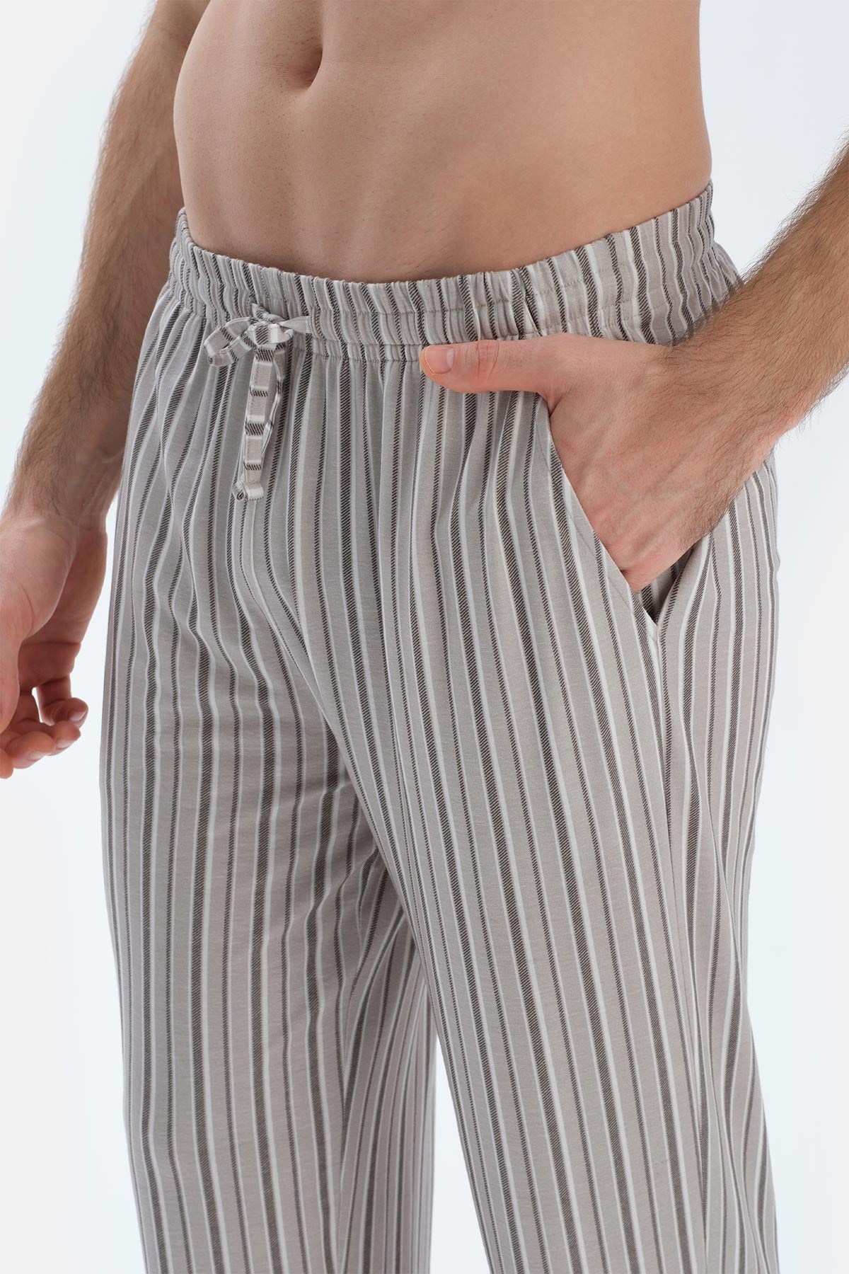 Gri Kısa Kollu Yarım Patlı Tişört Pantolon Pijama Takımı