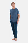 Indigo Cep Detaylı Kısa Kollu Tişört Pantolon Pijama Takımı
