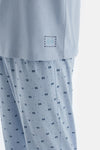 Açık Mavi Etek Ucu Baskılı Kısa Kollu Tişört Pantolon Pijama Takımı