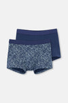 Lacivert Lacivert 2'li Desenli Pamuk Boxer