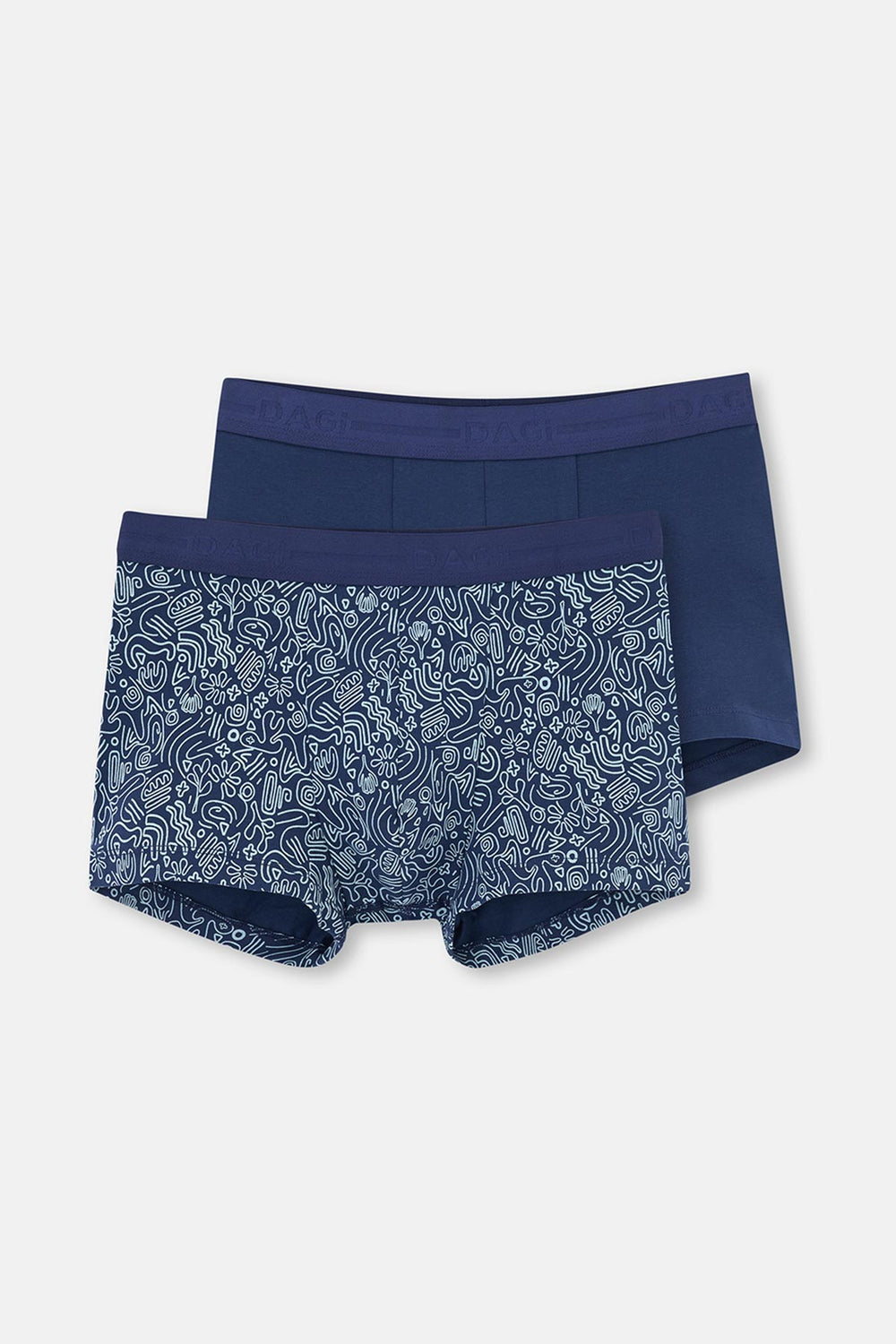 Lacivert Lacivert 2'li Desenli Pamuk Boxer
