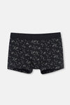 Siyah Siyah Desenli Pamuk Boxer