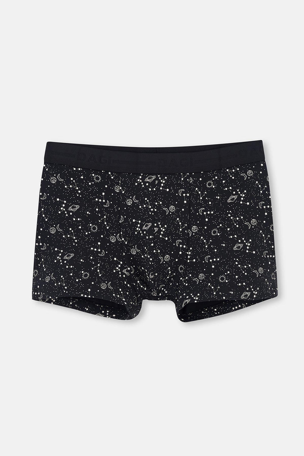 Siyah Siyah Desenli Pamuk Boxer