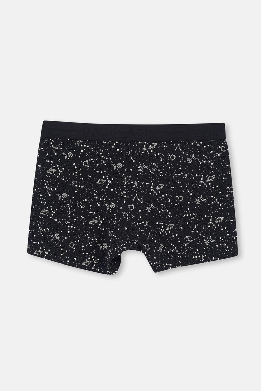 Siyah Siyah Desenli Pamuk Boxer