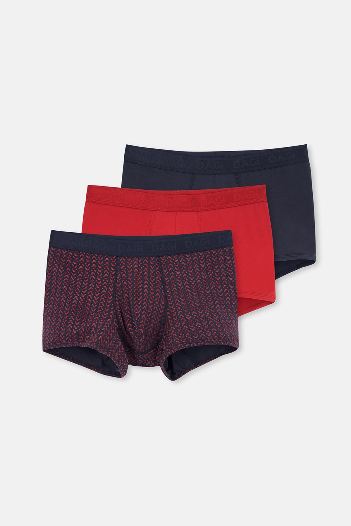 Kırmızı-Lacivert Kırmızı-Lacivert 3'lü Desenli Micro Modal Boxer
