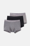Gri-Siyah 3'lü Desenli Micro Modal Boxer