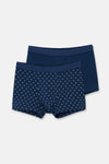 Lacivert-Mavi 5210 2'li Desenli Pamuk Boxer