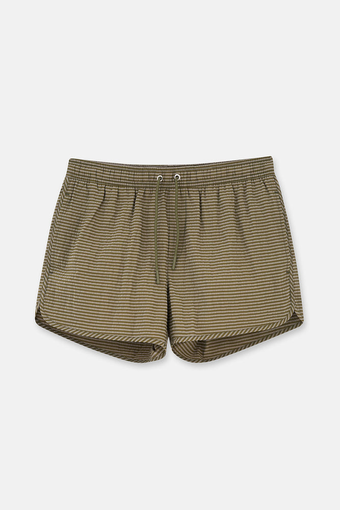 Haki Ekose Desenli Mini Şort