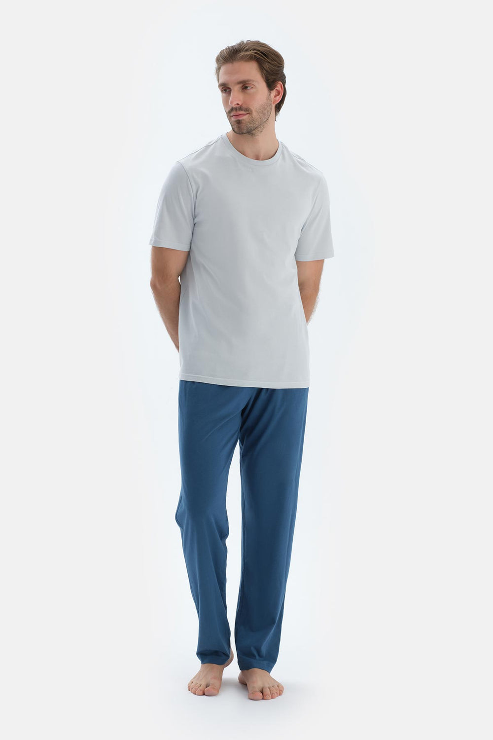 Indigo-Füme Indıgo- Pamuk Modal Örme Ikili Pijama Altı