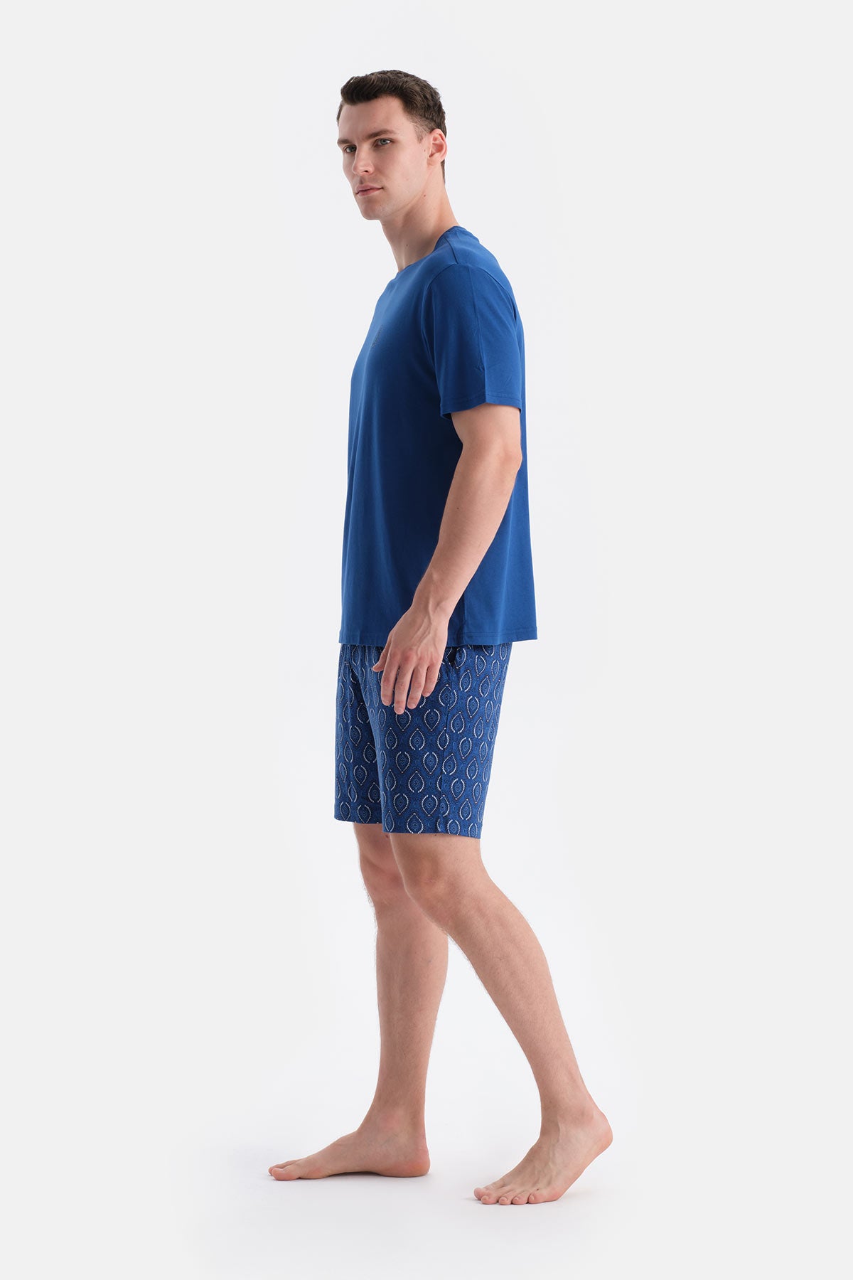 Sax Mavisi Baskı Detaylı Tişört Şort Takım