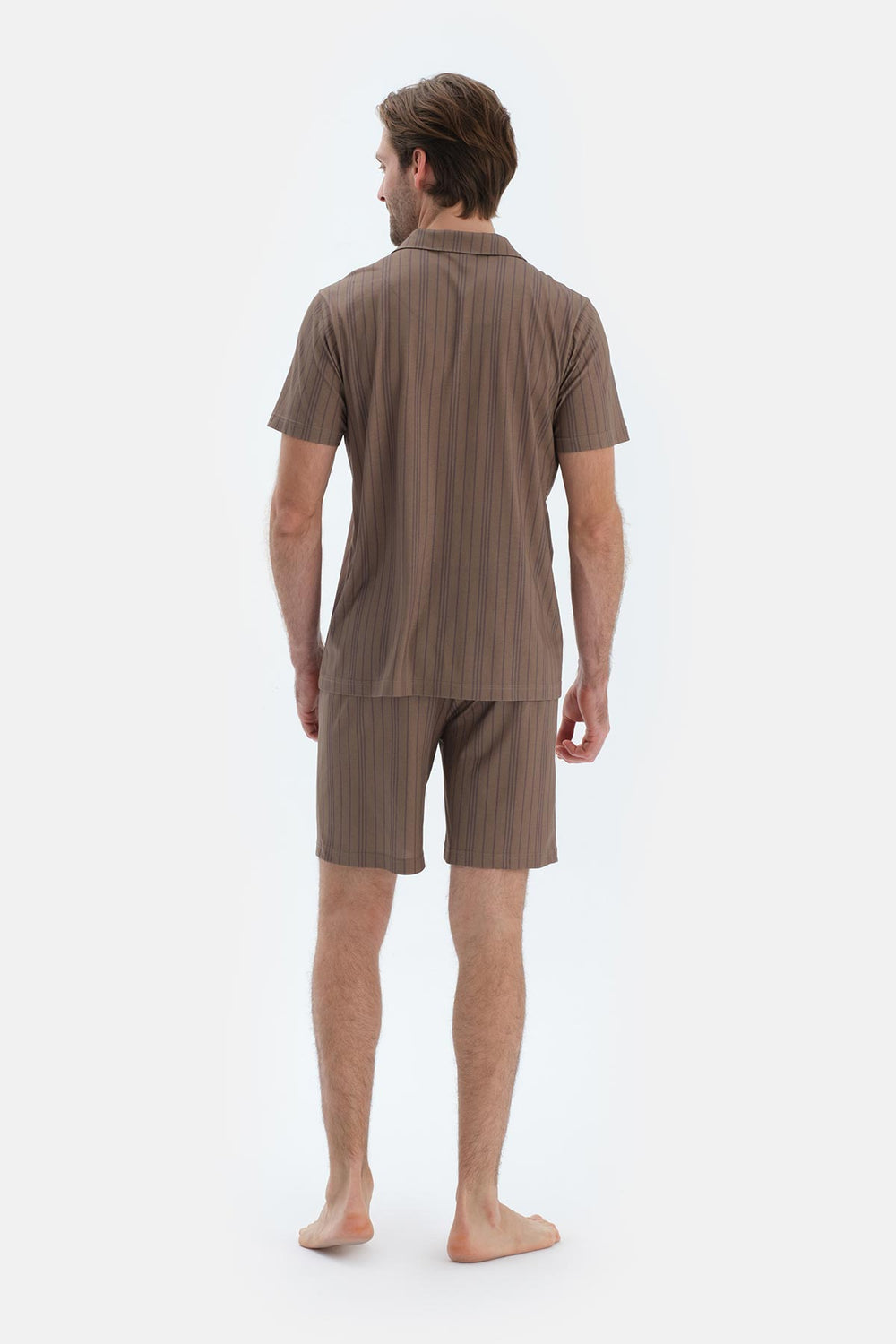 Multicolor Çizgili Gömlek Şort Pijama Takımı