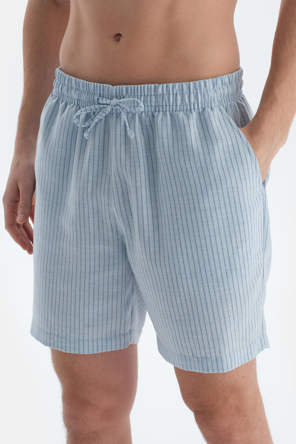 Mavi Melanj Baskı Detaylı Kısa Kollu Tişört Şort Pijama Takımı