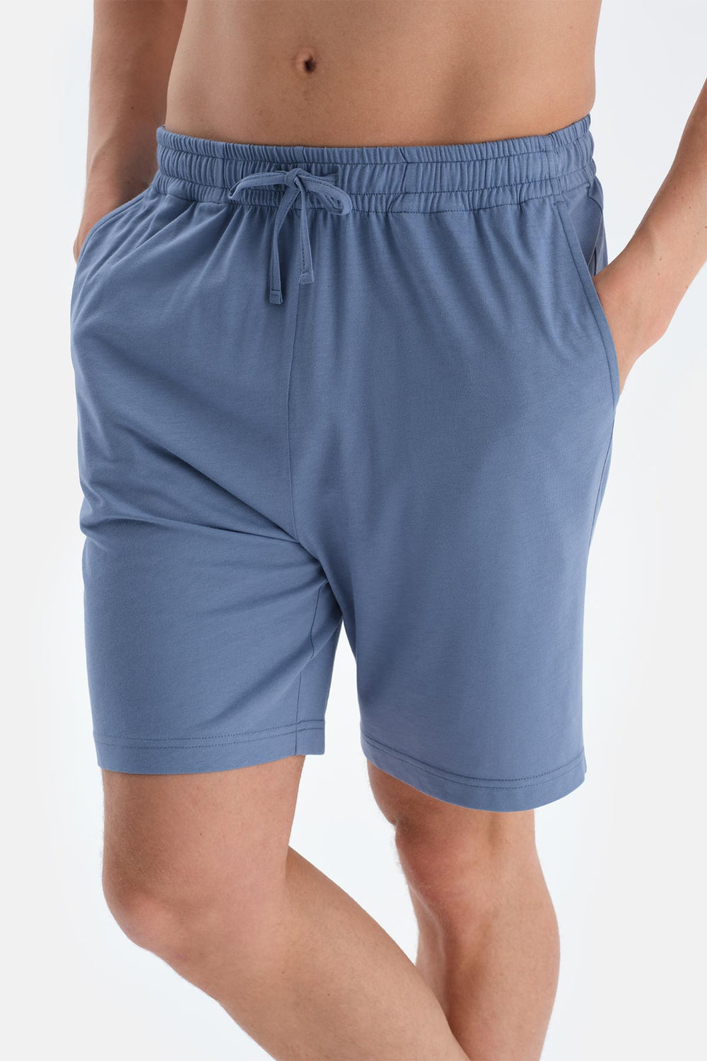 Açık Sarı Çizgili Kısa Kollu Tişört Şort Pijama Takımı