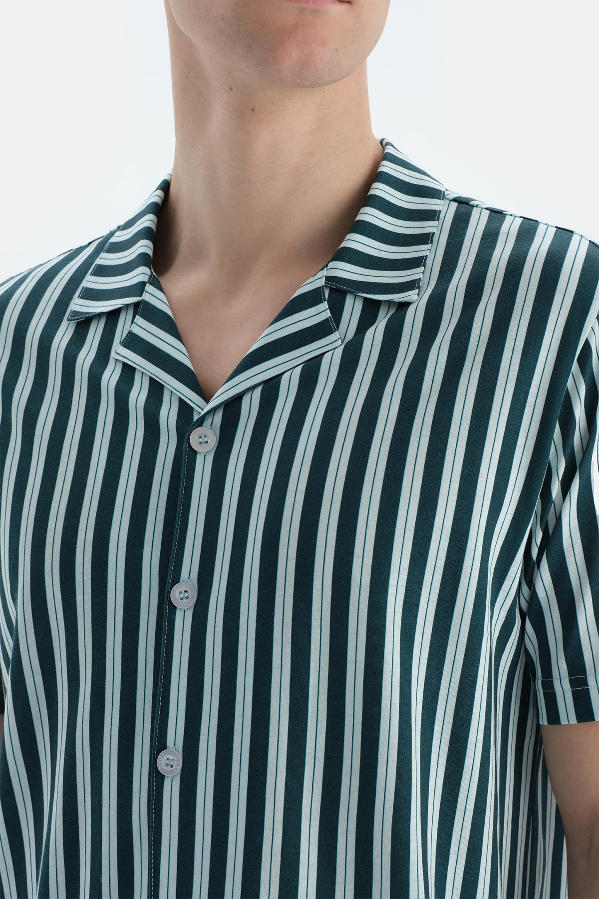 Multicolor Çizgili Gömlek Şort Pijama Takımı