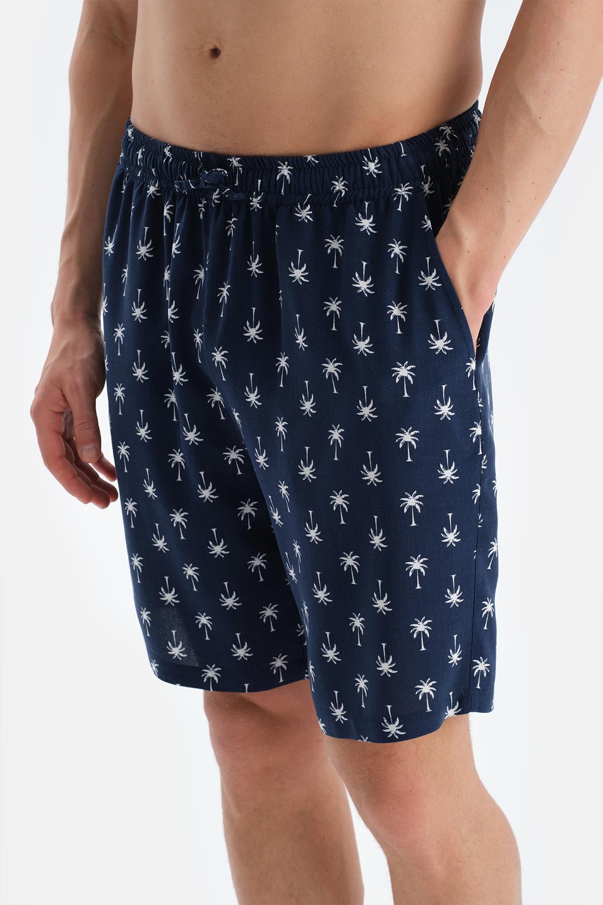 Ekru Baskı Detaylı Bisiklet Yaka Tişört Şort Pijama Takımı