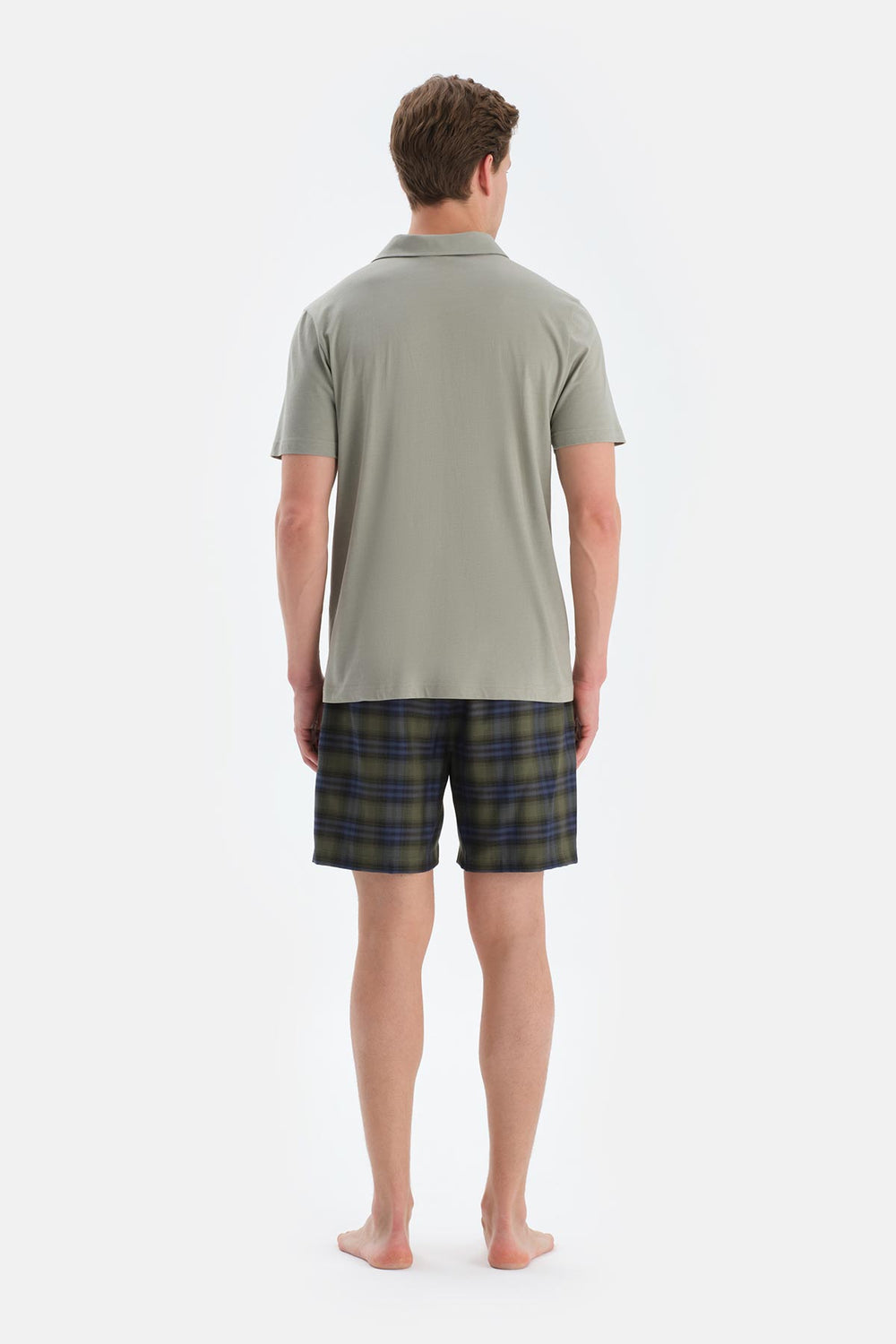 Açık Yeşil Polo Yaka Tişört Şort Pijama Takımı