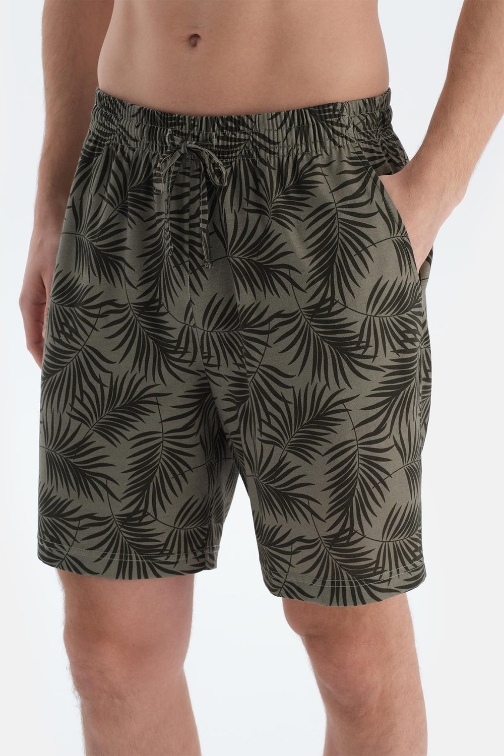 Açık Yeşil Baskı Ve Dikiş Detaylı Tişört Şort Pijama Takımı