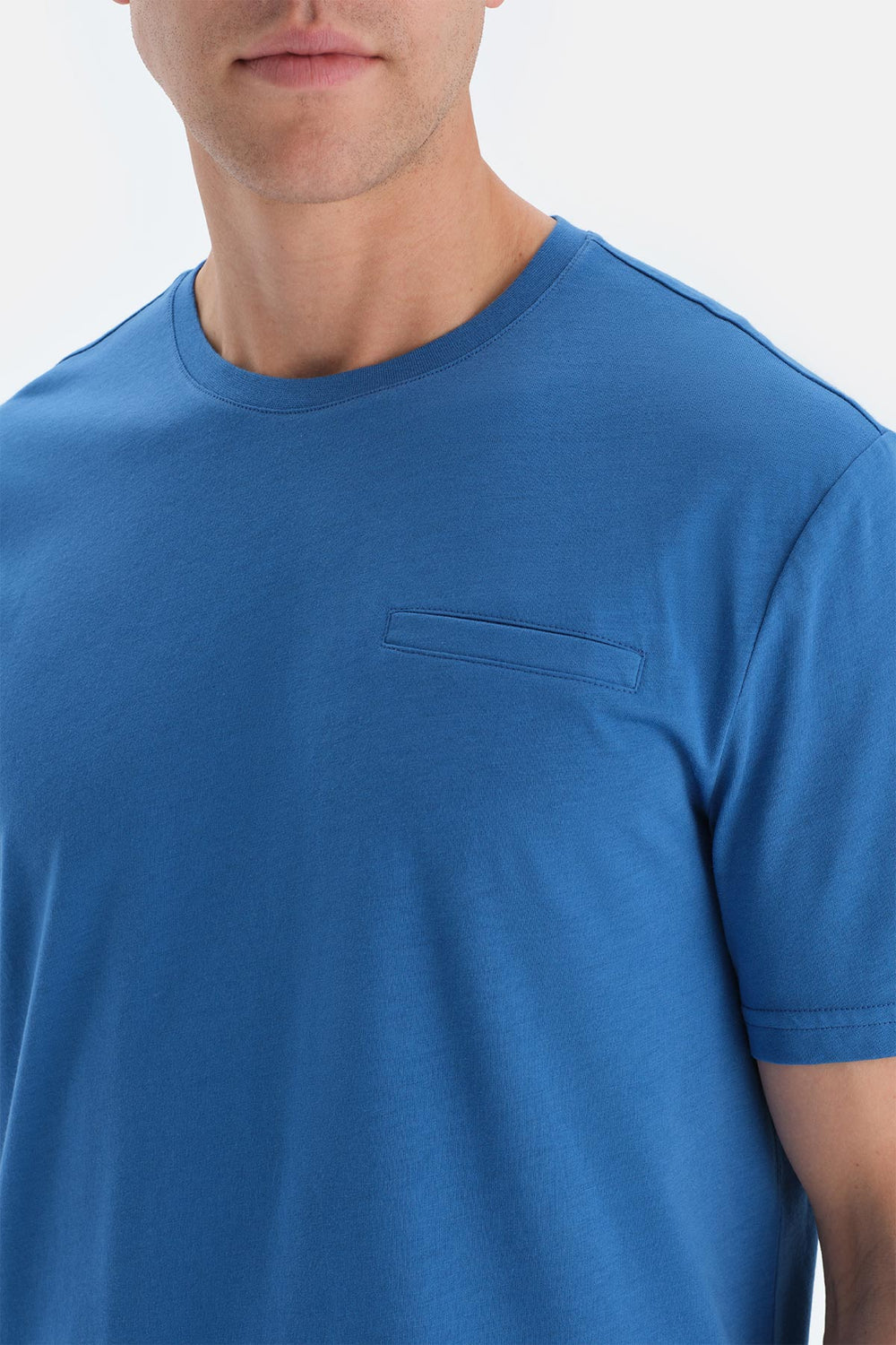 Sax Mavisi Bisiklet Yaka Kısa Kollu Tişört Şort Pijama Takımı