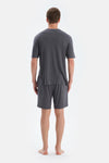 Füme Cool Touch Dikiş Detaylı Tişört Şort Pijama Takımı