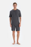 Füme Cool Touch Dikiş Detaylı Tişört Şort Pijama Takımı