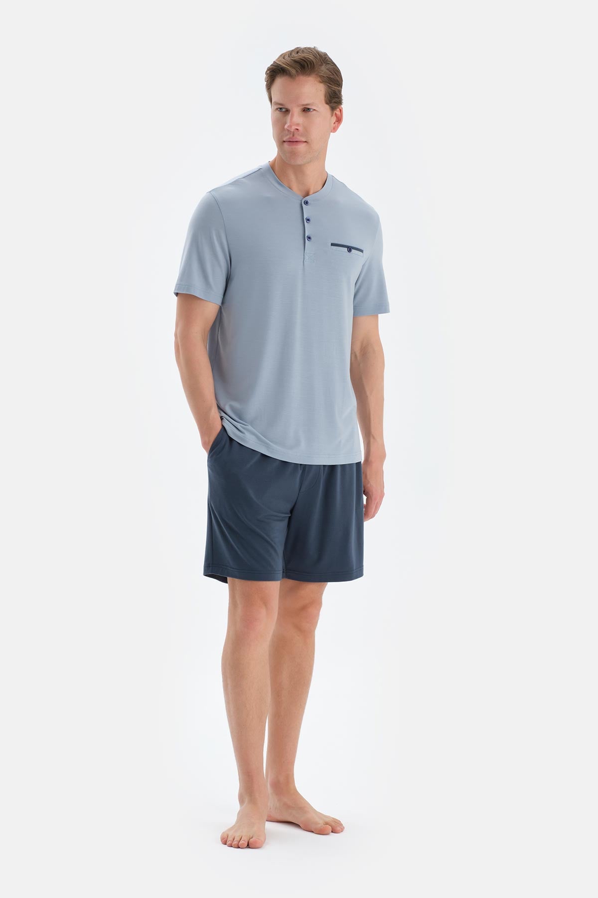 Mavi Cool Touch Tişört Şort Pijama Takımı