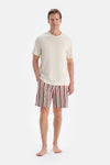 Ekru Kısa Kollu Tişört Şort Pijama Takımı