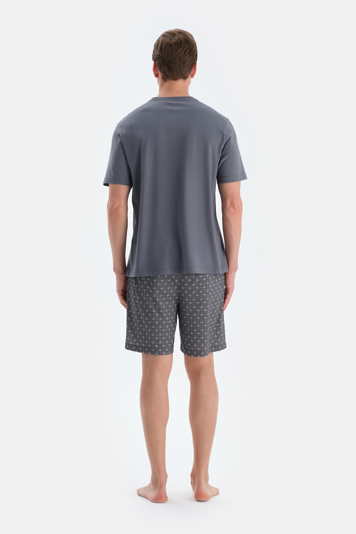 Indigo Baskı Detaylı Kısa Kollu Tişört Şort Pijama Takımı