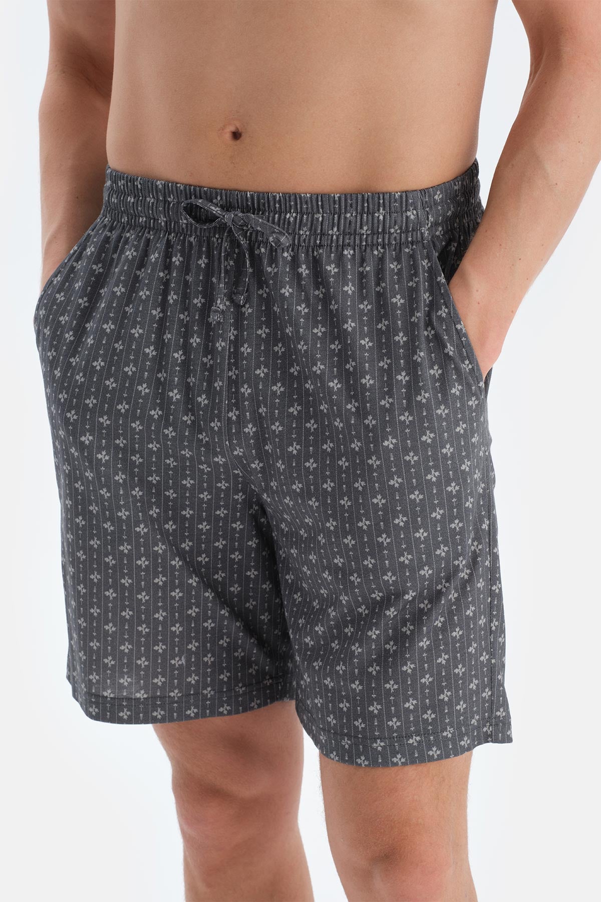 Indigo Baskı Detaylı Kısa Kollu Tişört Şort Pijama Takımı