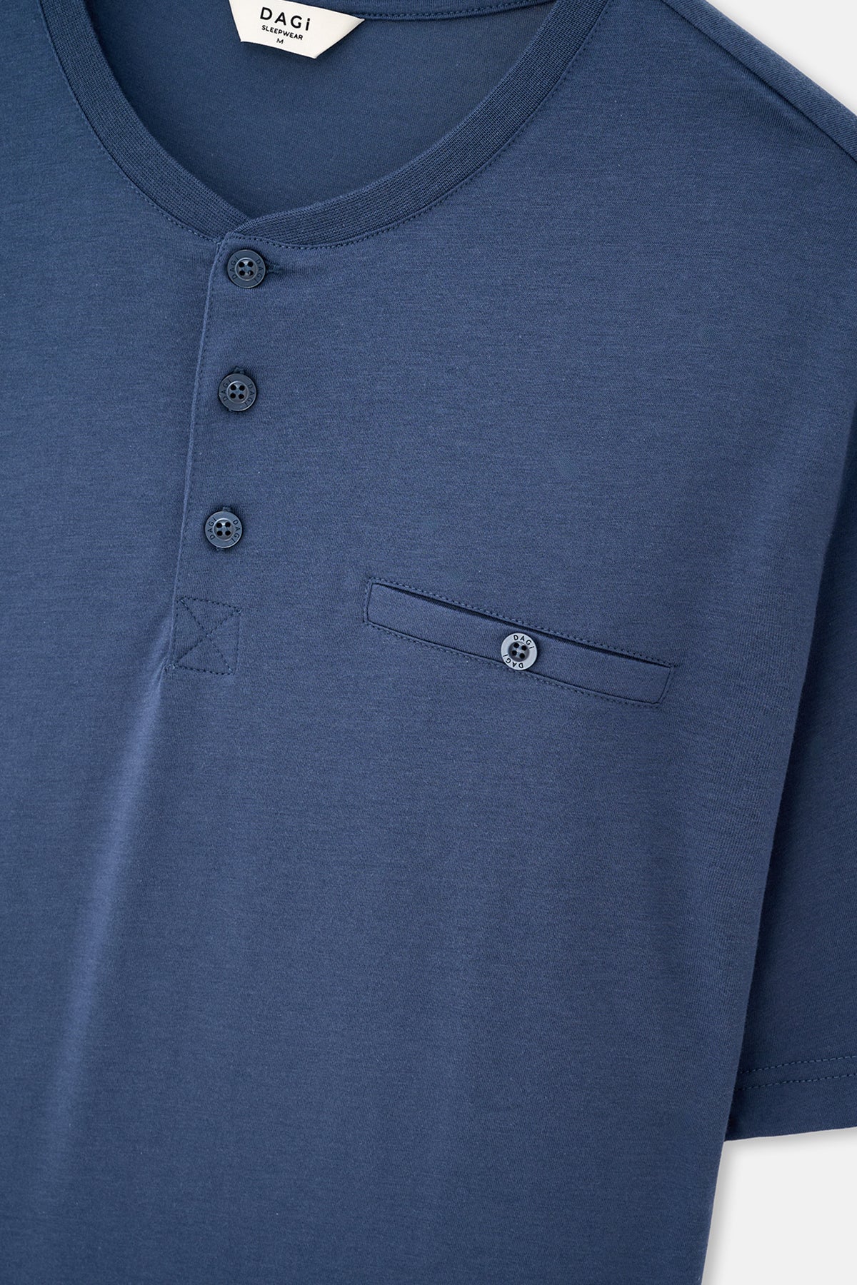 Indigo Pat Ve Cep Detaylı Tişört Şort Takım