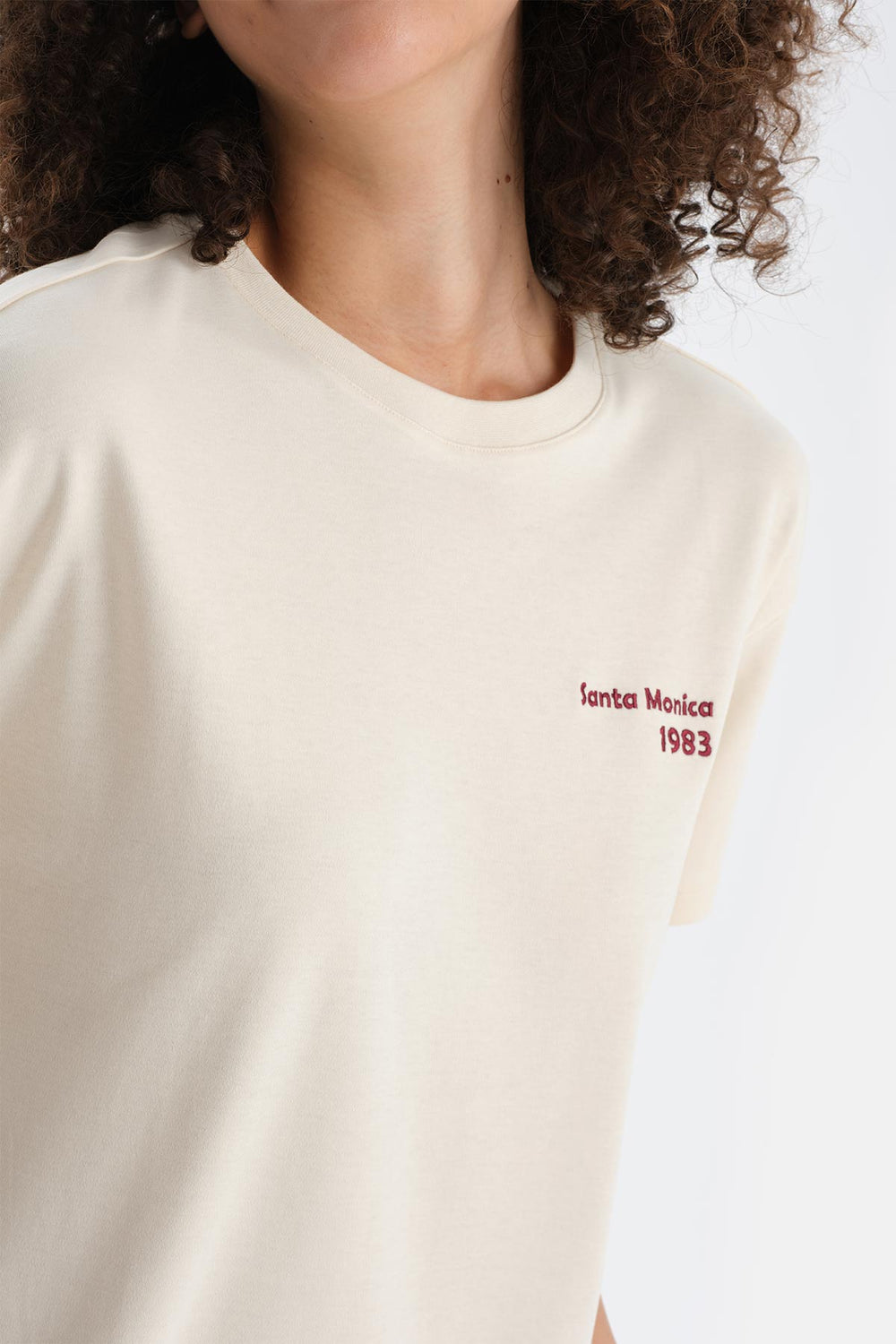 Ekru Kadın Slogan Baskılı Tişört