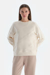 Ekru Kadın Modal Biye Detaylı Sweatshırt