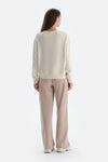 Ekru Kadın Modal Biye Detaylı Sweatshırt