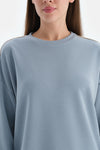 Açık Mavi Kadın Modal Biye Detaylı Sweatshırt