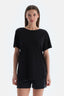 Siyah Kadın Lyocell Karışımlı Tişört