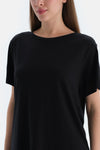 Siyah Kadın Lyocell Karışımlı Tişört