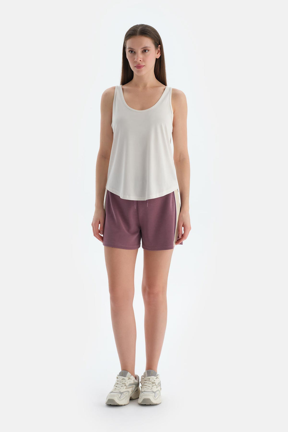 Kırık Beyaz Kadın Modal Karışımlı Atlet