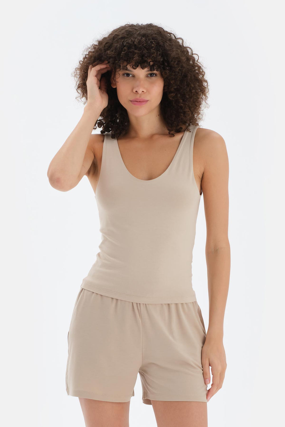 Taş V Yaka Kalın Askılı Atlet